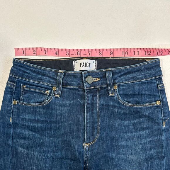 Paige Denim Flare Jeans Size 25 Dark Wash | Premium Stretch Bootcut Mid Rise - Picture 8 of 11